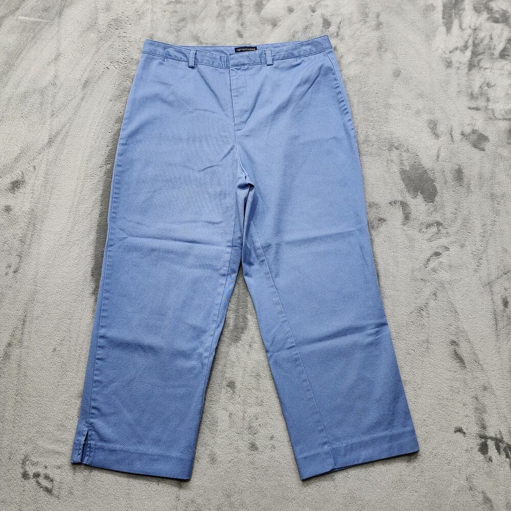 Dockers Pants Womens 12 Blue High Rise Crop Ankle Stretch Cotton Stain Defender